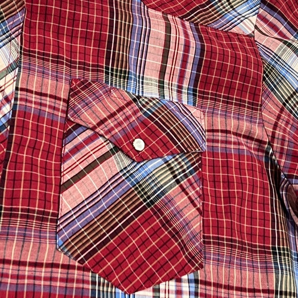 Wrangler Western Pearl Snap Cowboy Rancher Western Vintage Shirt Long Sleeve - Picture 2 of 5